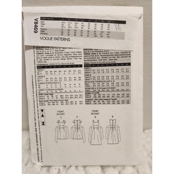 Vogue V8469 Sewing Pattern UNCUT Sizes 14–20 | Very Easy Dress - Picture 10 of 10
